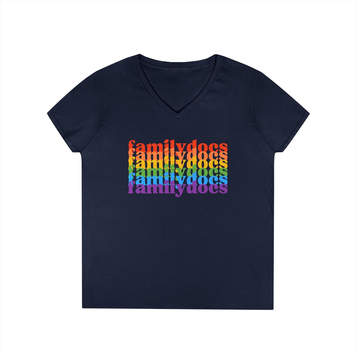 Colorful Family Docs Women's V-Neck T-Shirt