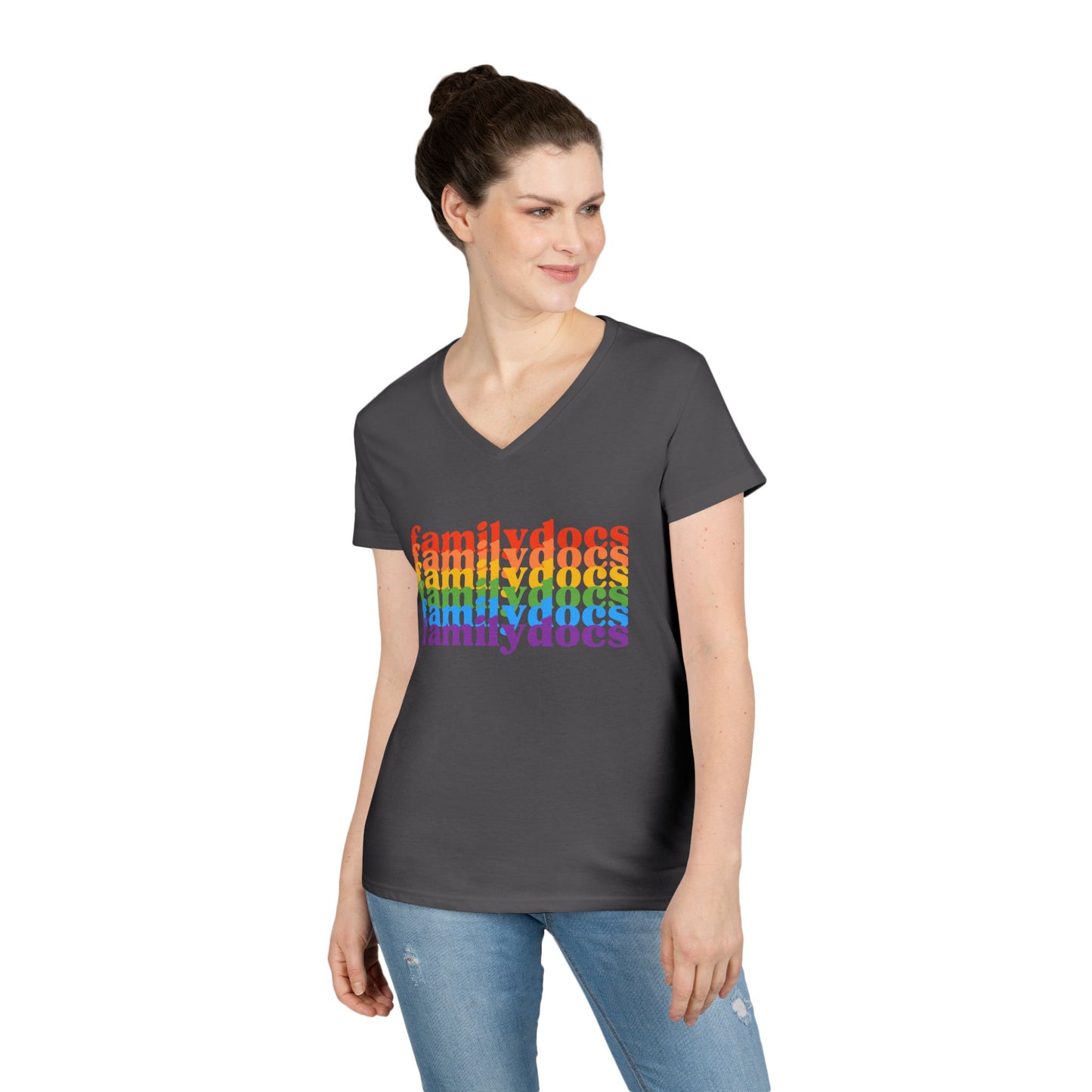 Colorful Family Docs Women's V-Neck T-Shirt