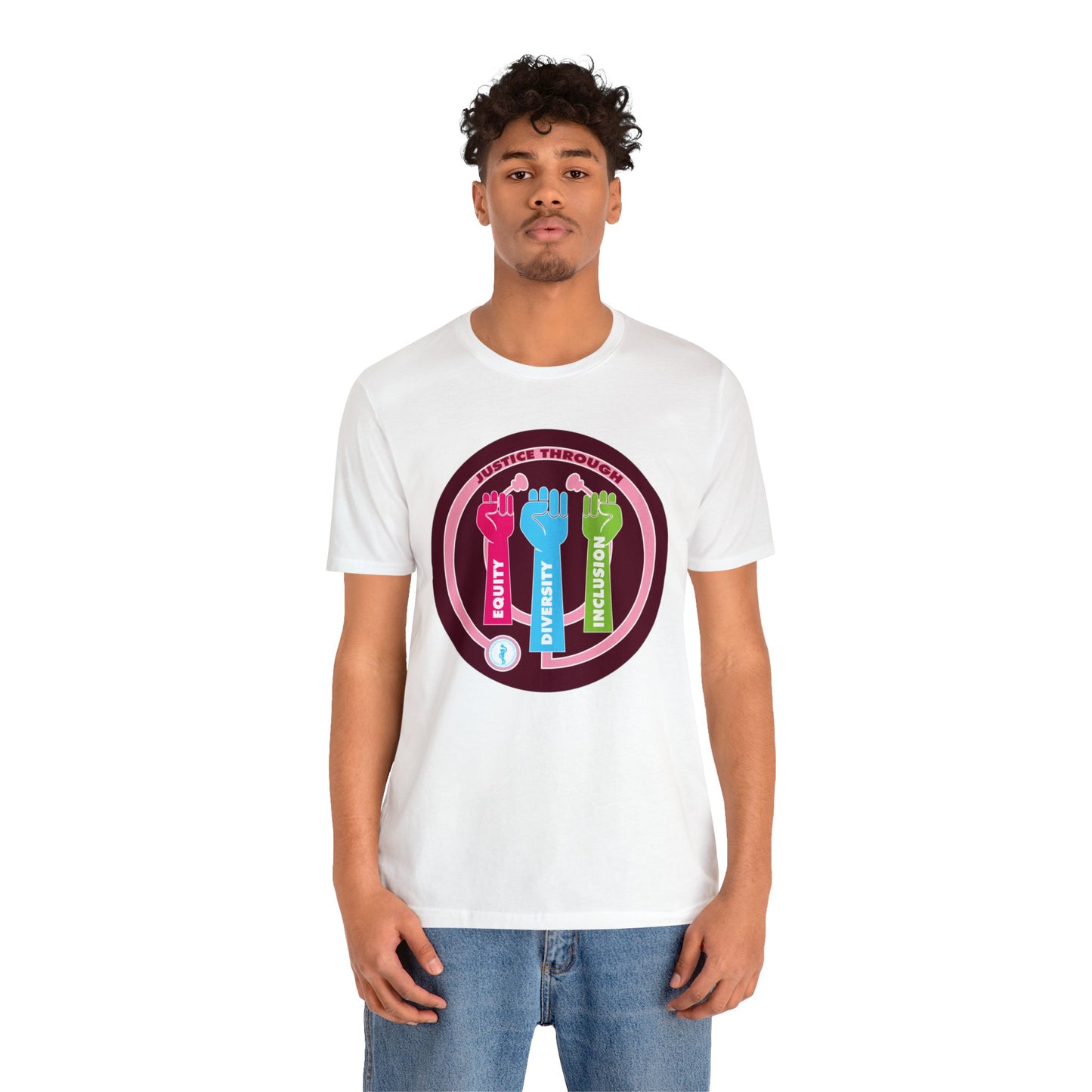 Justice Through Equity, Diversity, and Inclusion Unisex Jersey Short Sleeve Tee