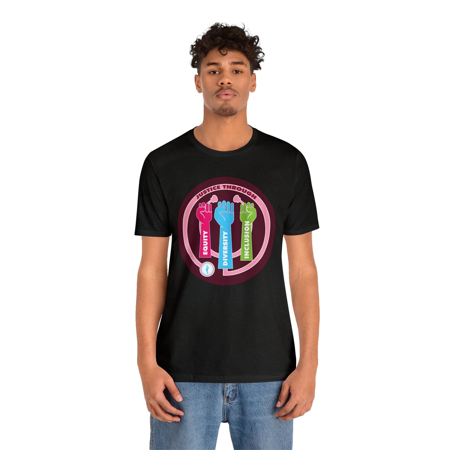 Justice Through Equity, Diversity, and Inclusion Unisex Jersey Short Sleeve Tee