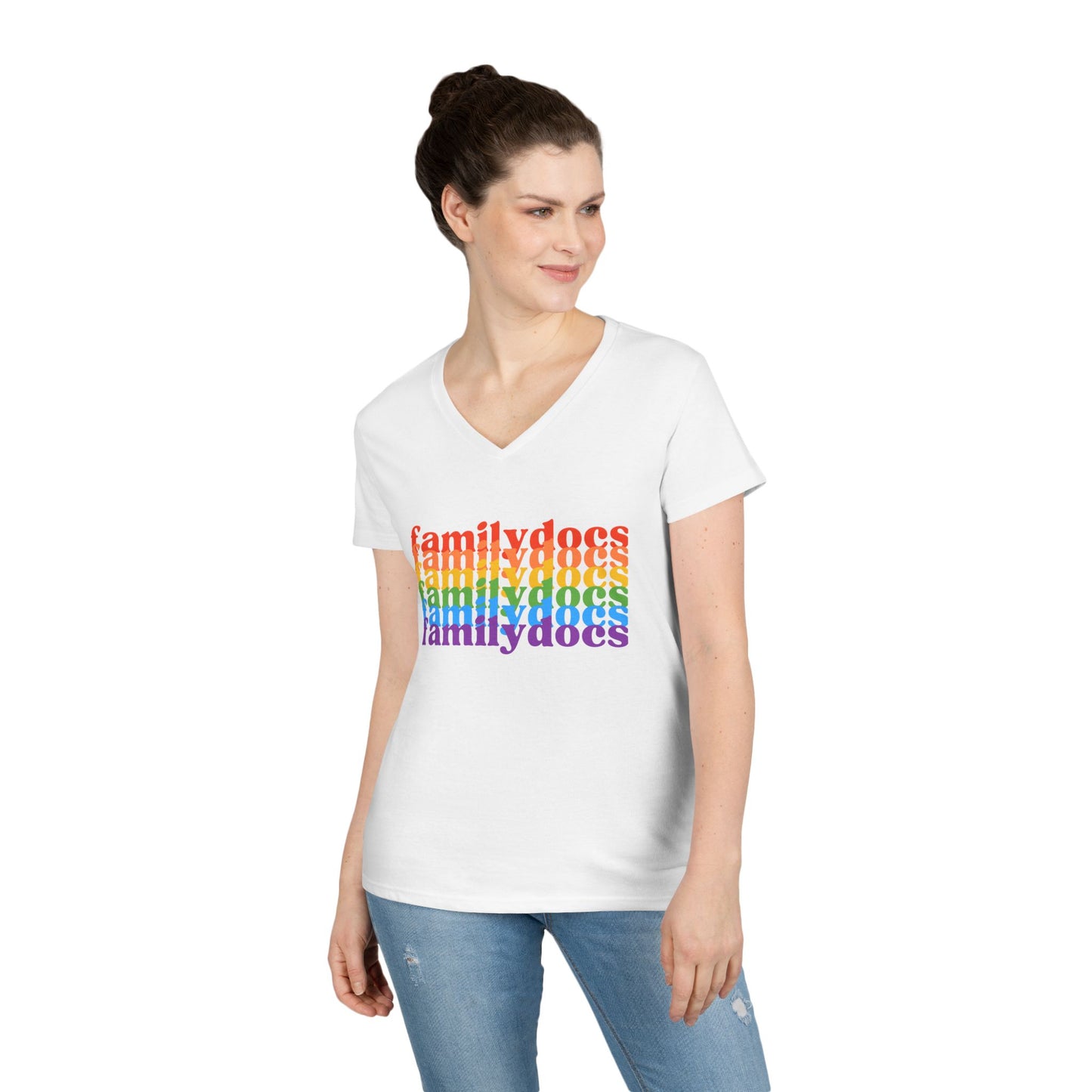 Colorful Family Docs Women's V-Neck T-Shirt