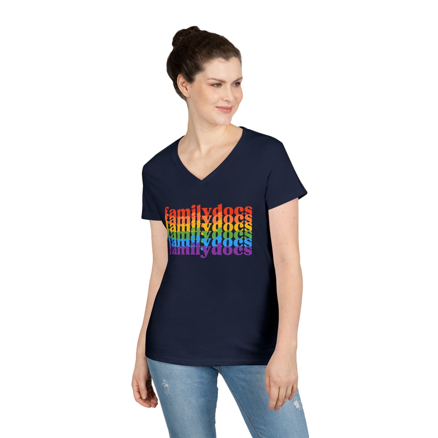 Colorful Family Docs Women's V-Neck T-Shirt