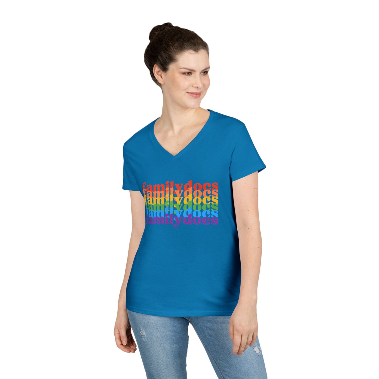 Colorful Family Docs Women's V-Neck T-Shirt