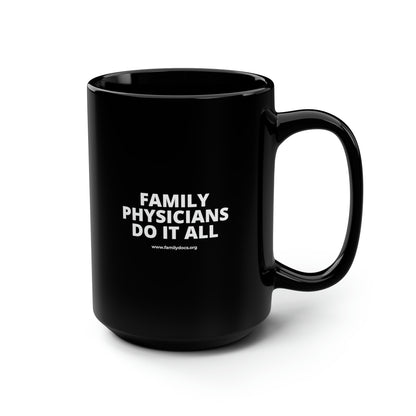 Family Docs Do It All Black Mug, 15oz