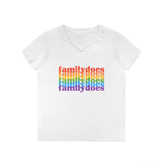 Colorful Family Docs  Women's V-Neck T-Shirt