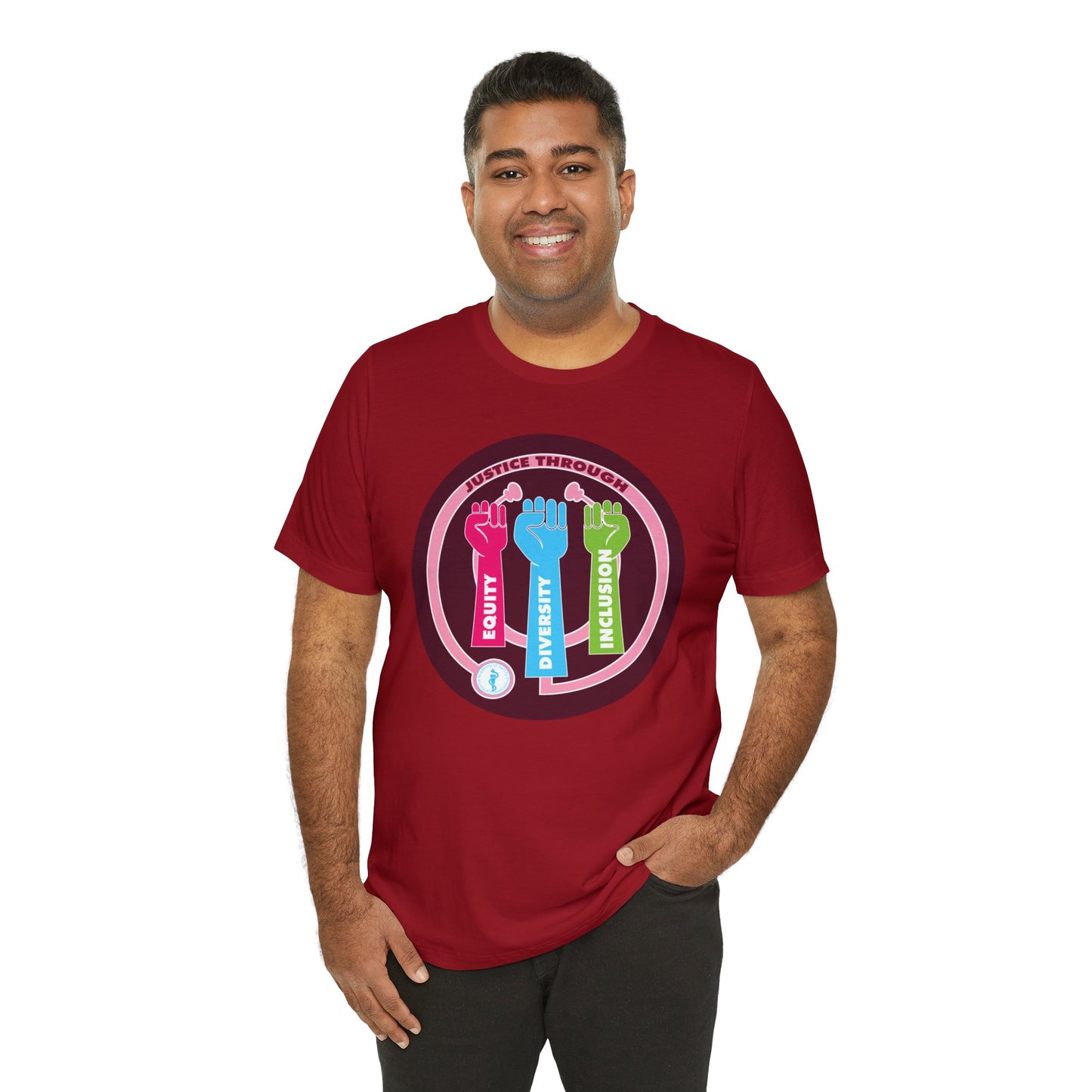 Justice Through Equity, Diversity, and Inclusion Unisex Jersey Short Sleeve Tee