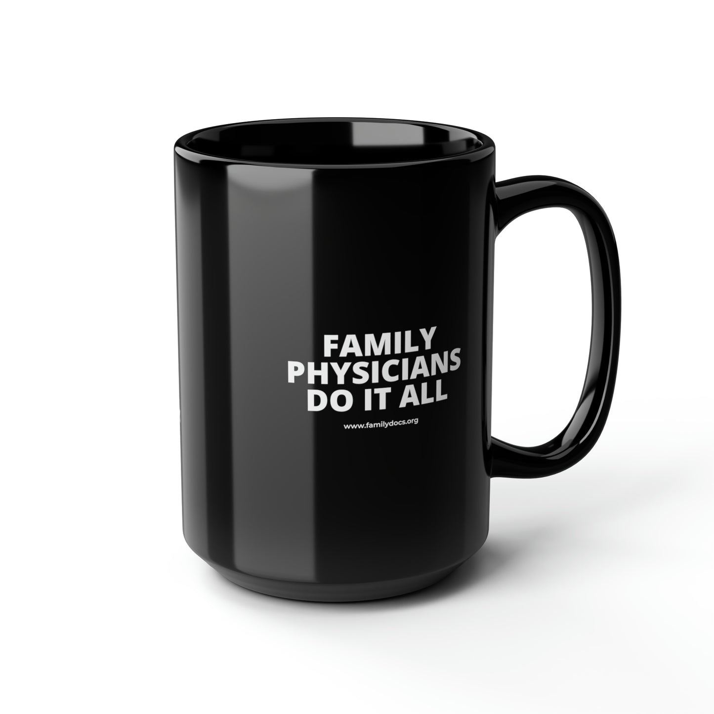 Family Docs Do It All Black Mug, 15oz