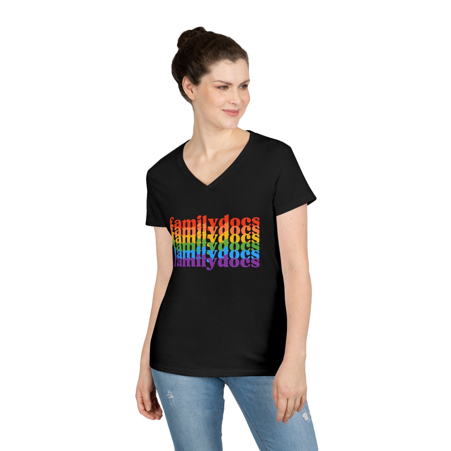 Colorful Family Docs  Women's V-Neck T-Shirt