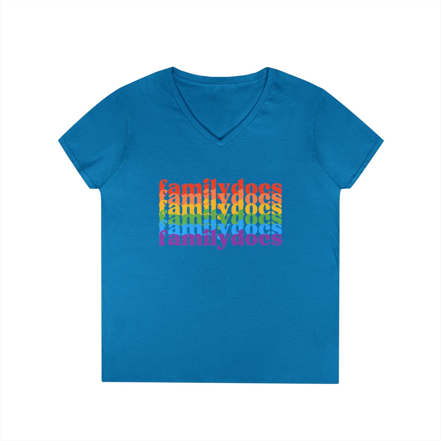 Colorful Family Docs  Women's V-Neck T-Shirt