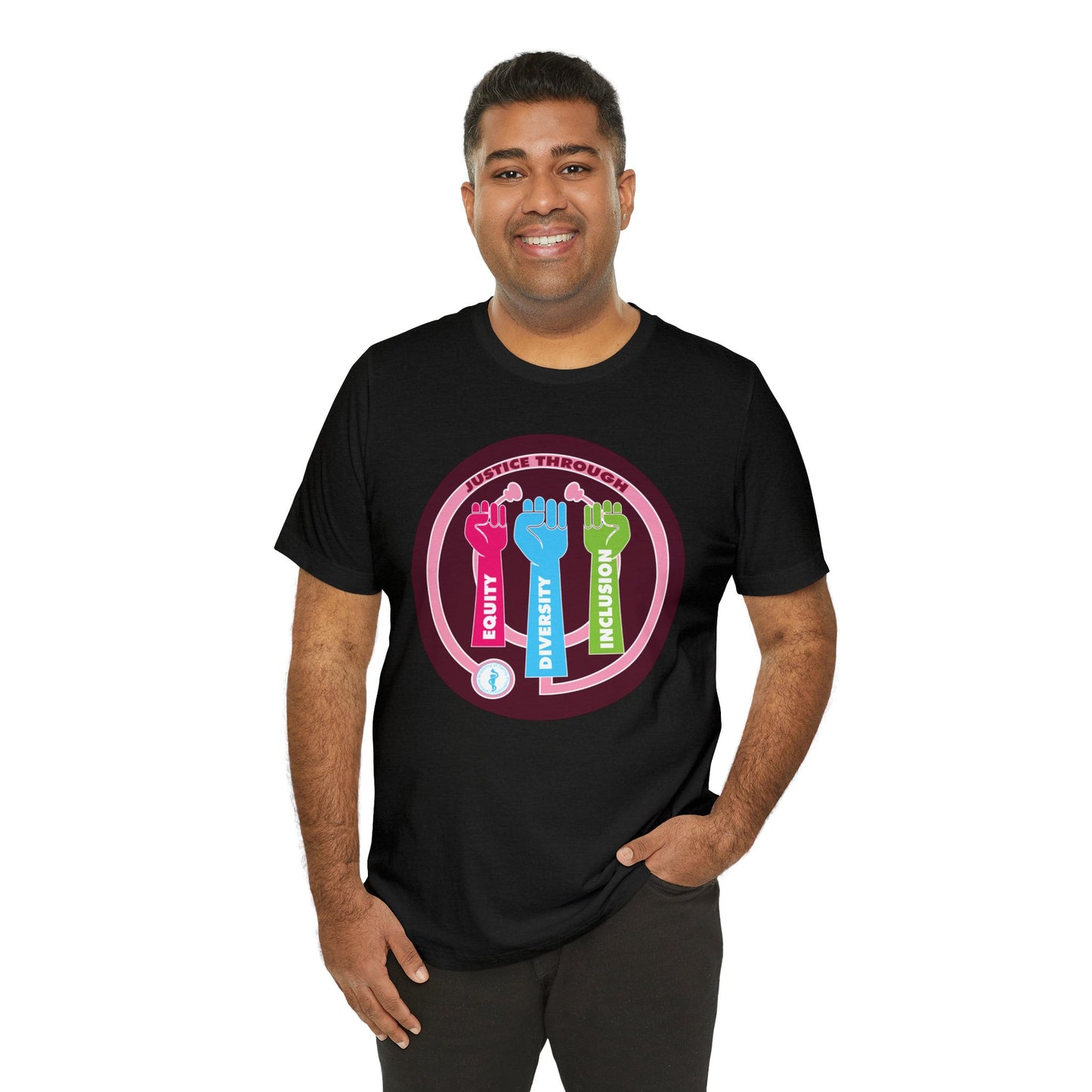 Justice Through Equity, Diversity, and Inclusion Unisex Jersey Short Sleeve Tee